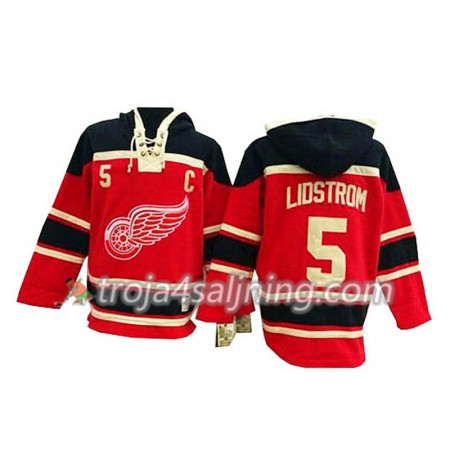 Detroit Red Wings Nicklas Lidstrom 5 Röd Sawyer Hooded Sweatshirt - Herr